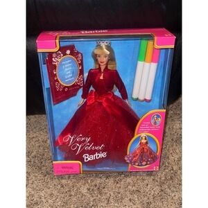 Very Velvet Barbie Doll 1998‎ Red Gown Dress Stickers Markers NIB